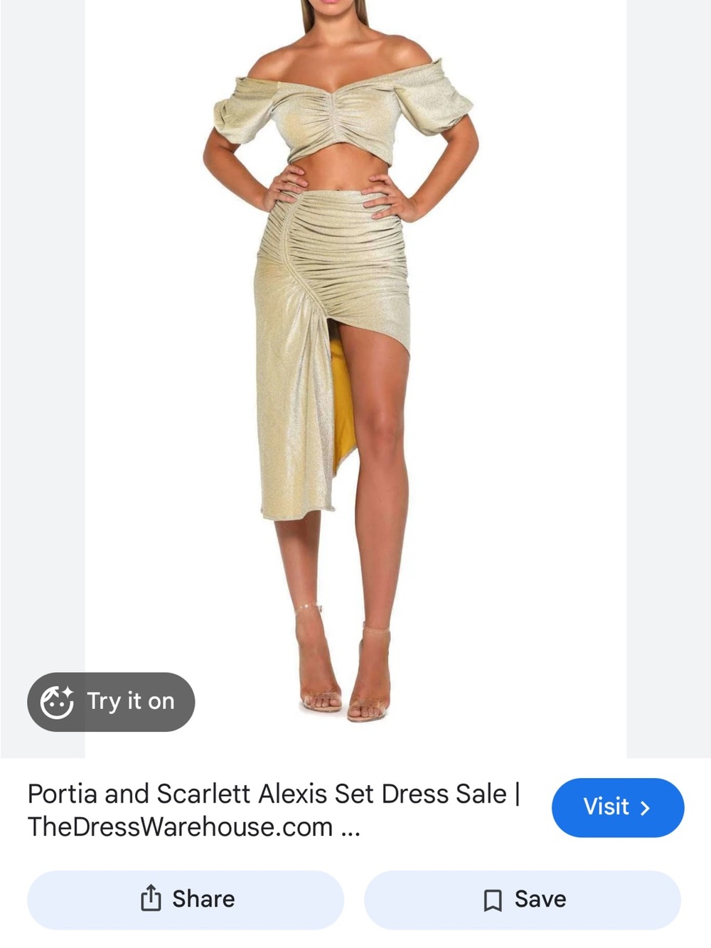 Portia and Scarlett Shimmery Gold Ruched High-Low Skirt